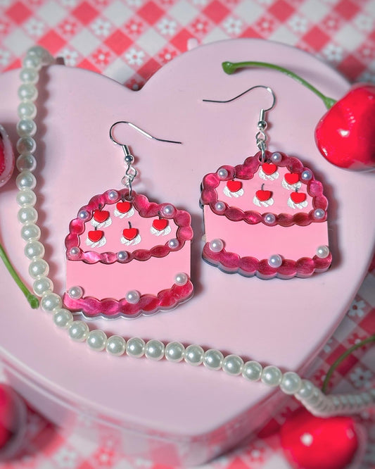 Cherry Heart Cake Earrings