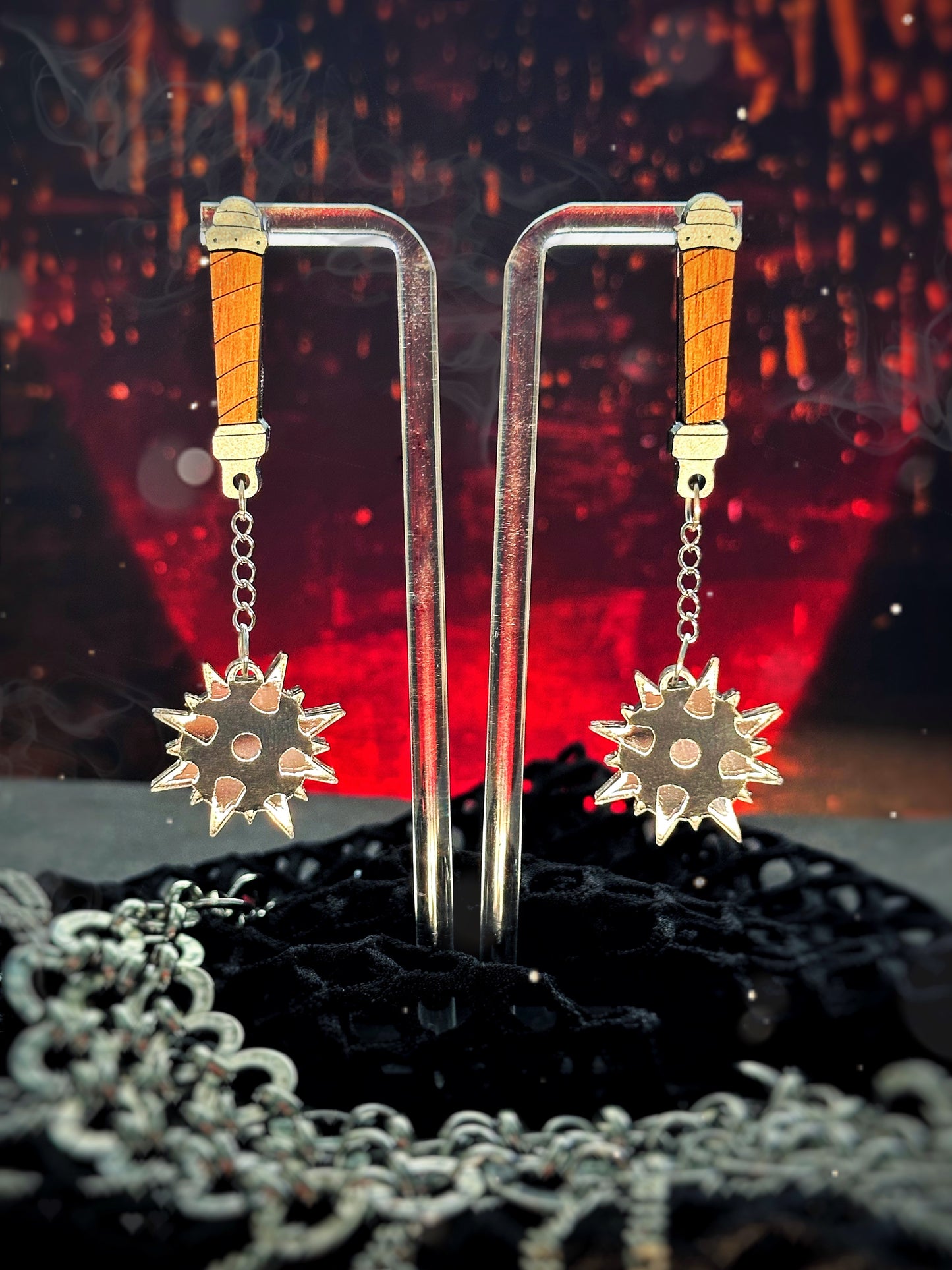 Medieval Flail Weapon Earrings