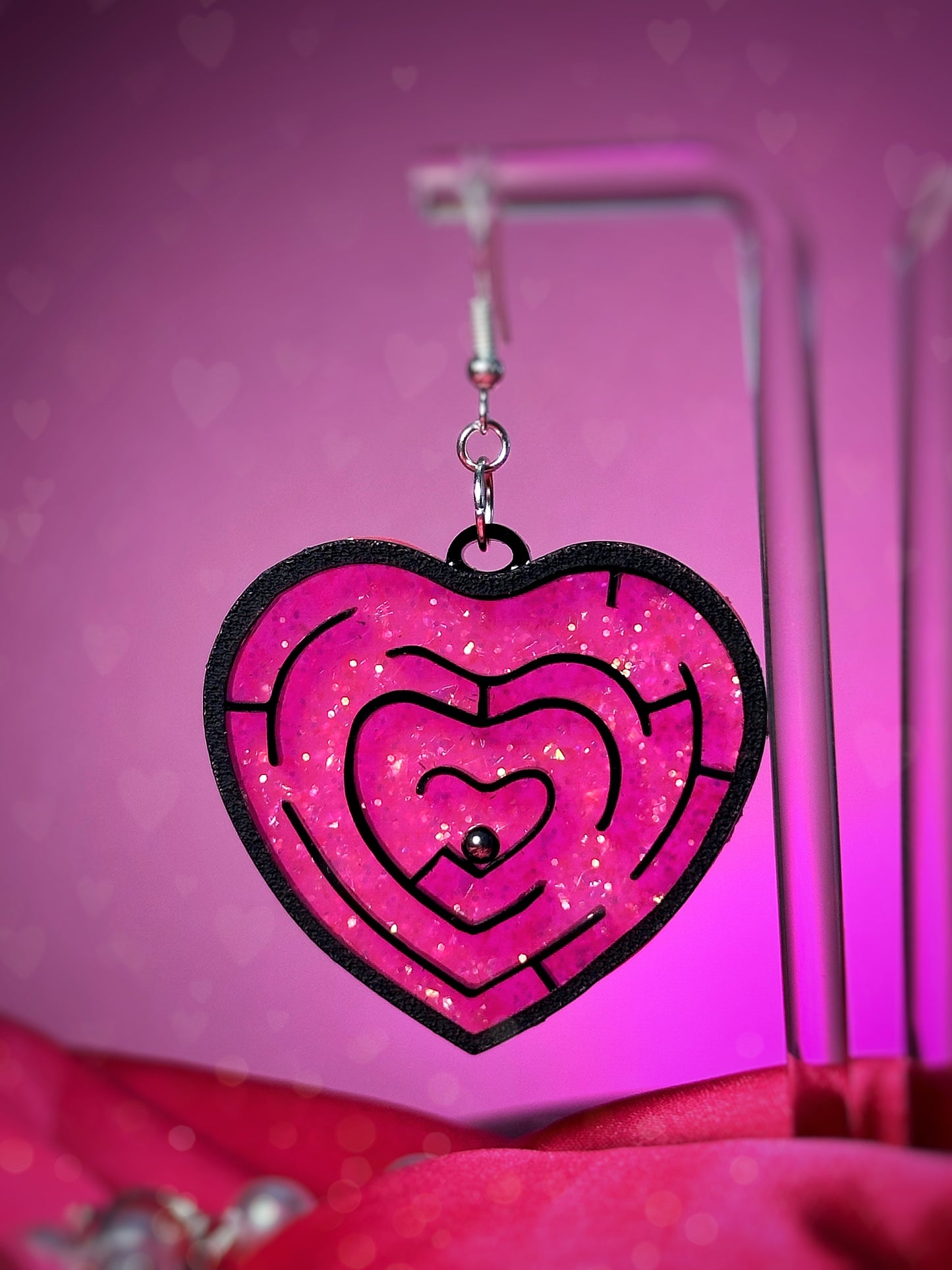 Interactive Heart Maze Earrings