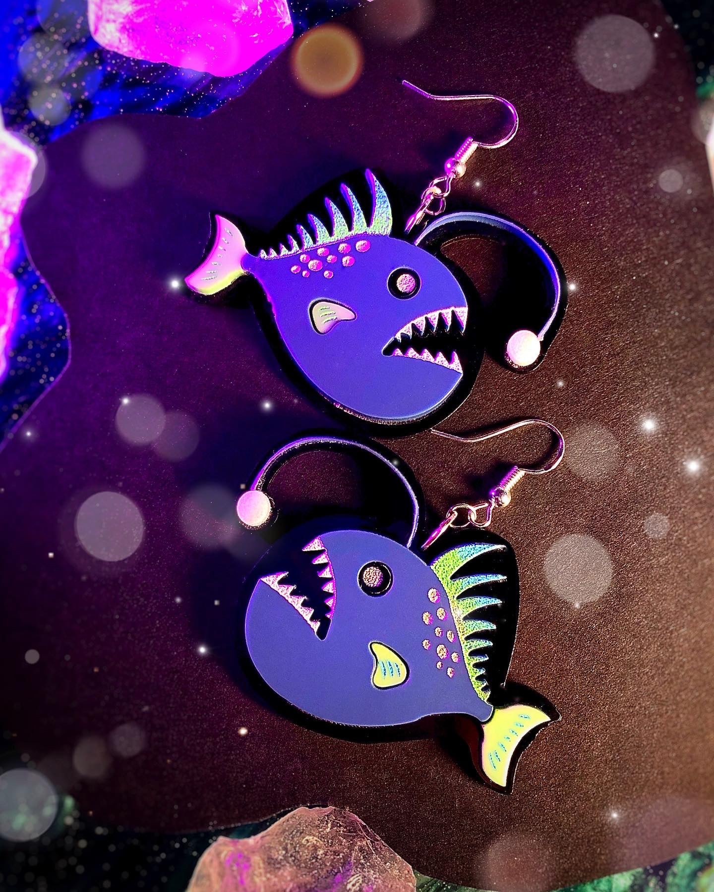 Glow in the Dark Angler Fish Earrings