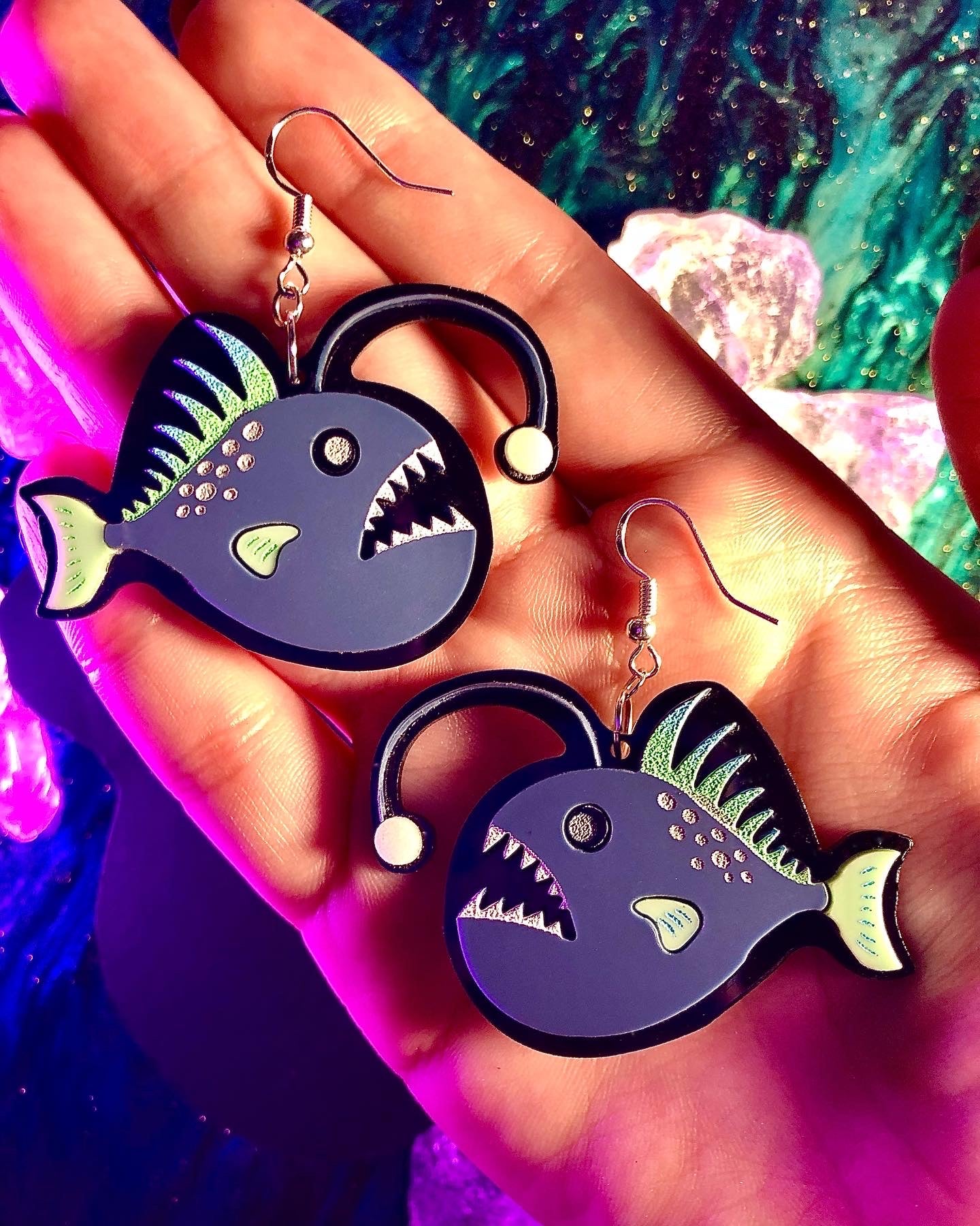 Glow in the Dark Angler Fish Earrings