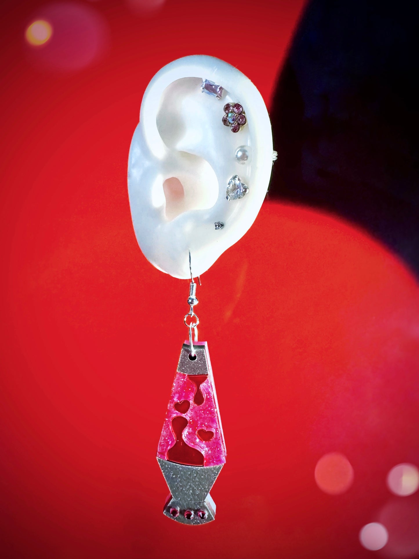 Heart Lava Lamp Acrylic Earrings