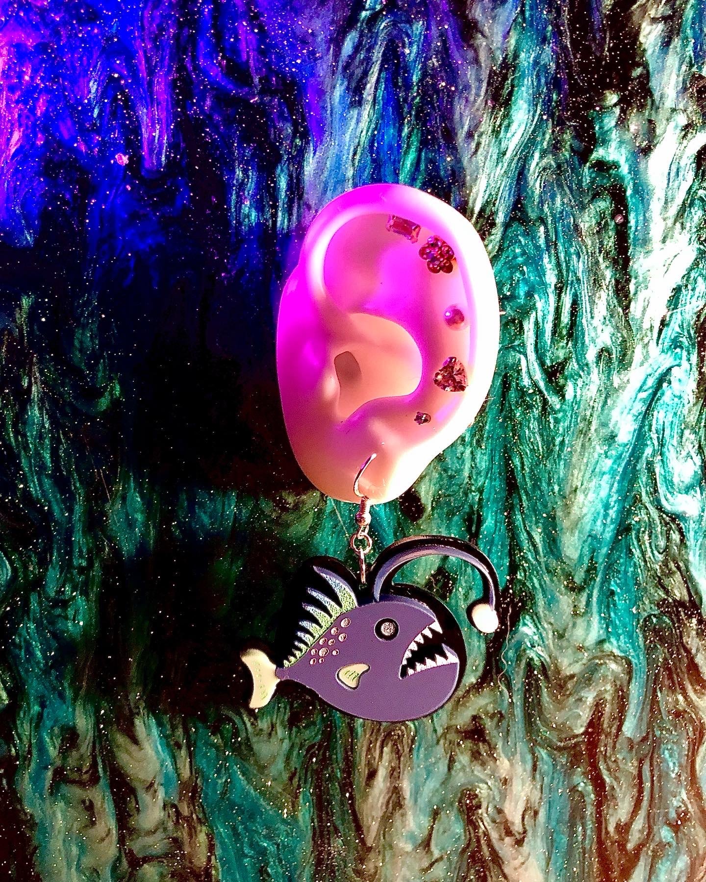 Glow in the Dark Angler Fish Earrings