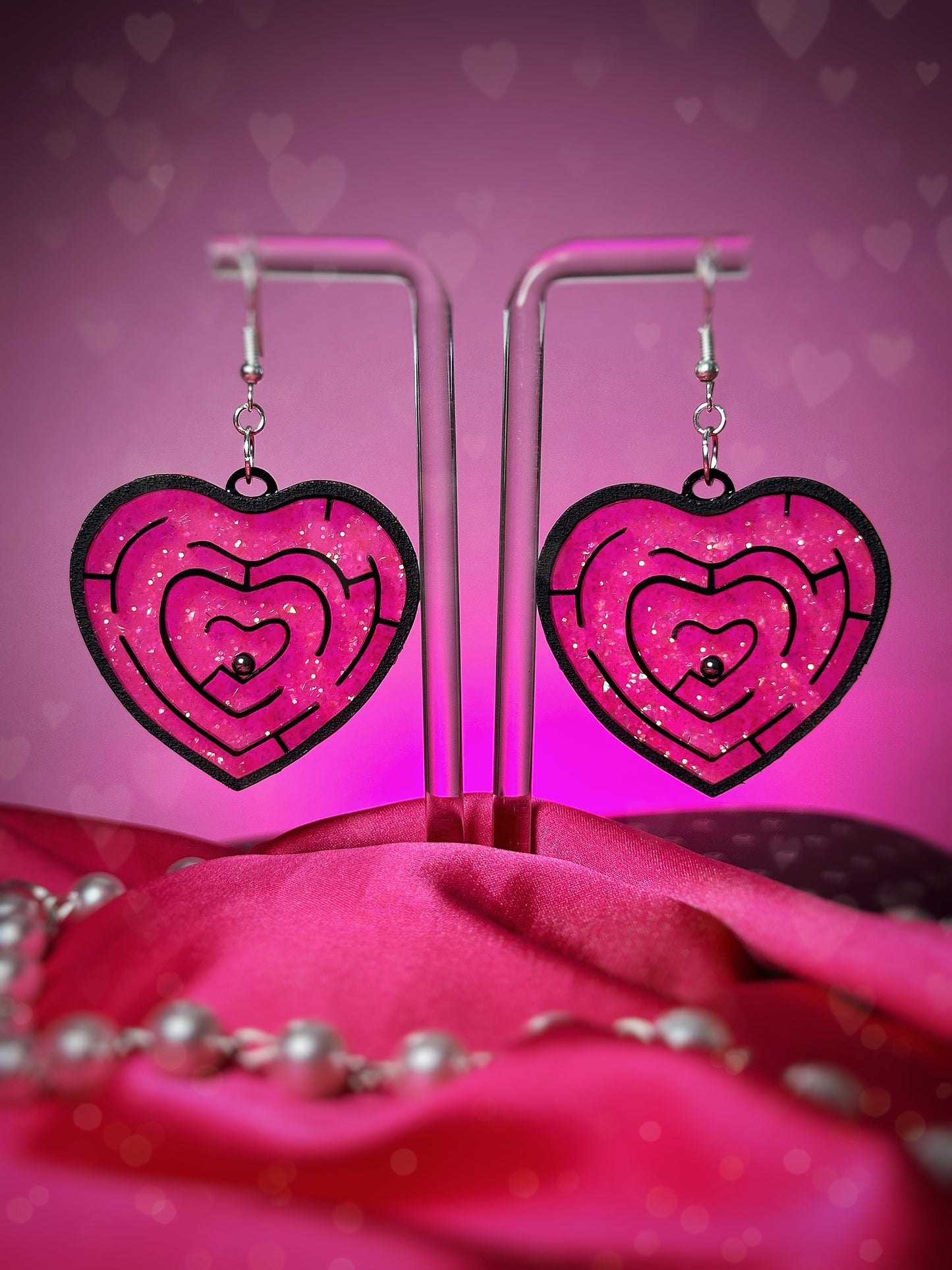 Interactive Heart Maze Earrings