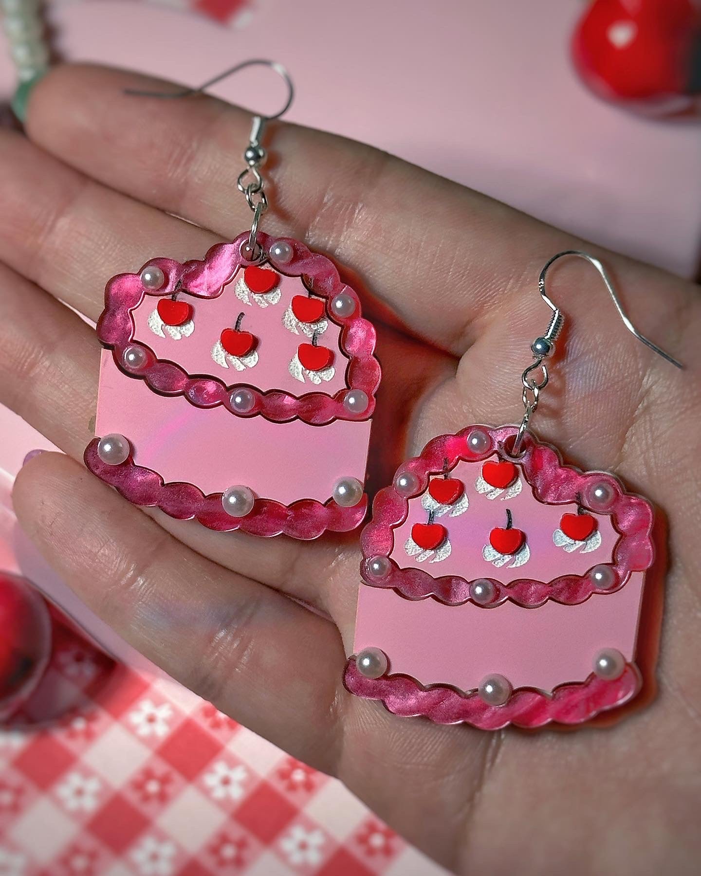 Cherry Heart Cake Earrings