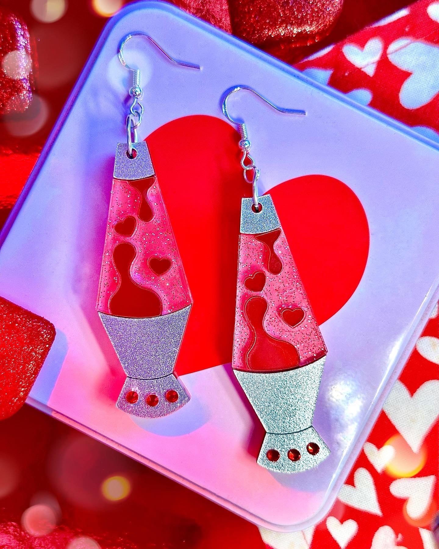 Heart Lava Lamp Acrylic Earrings