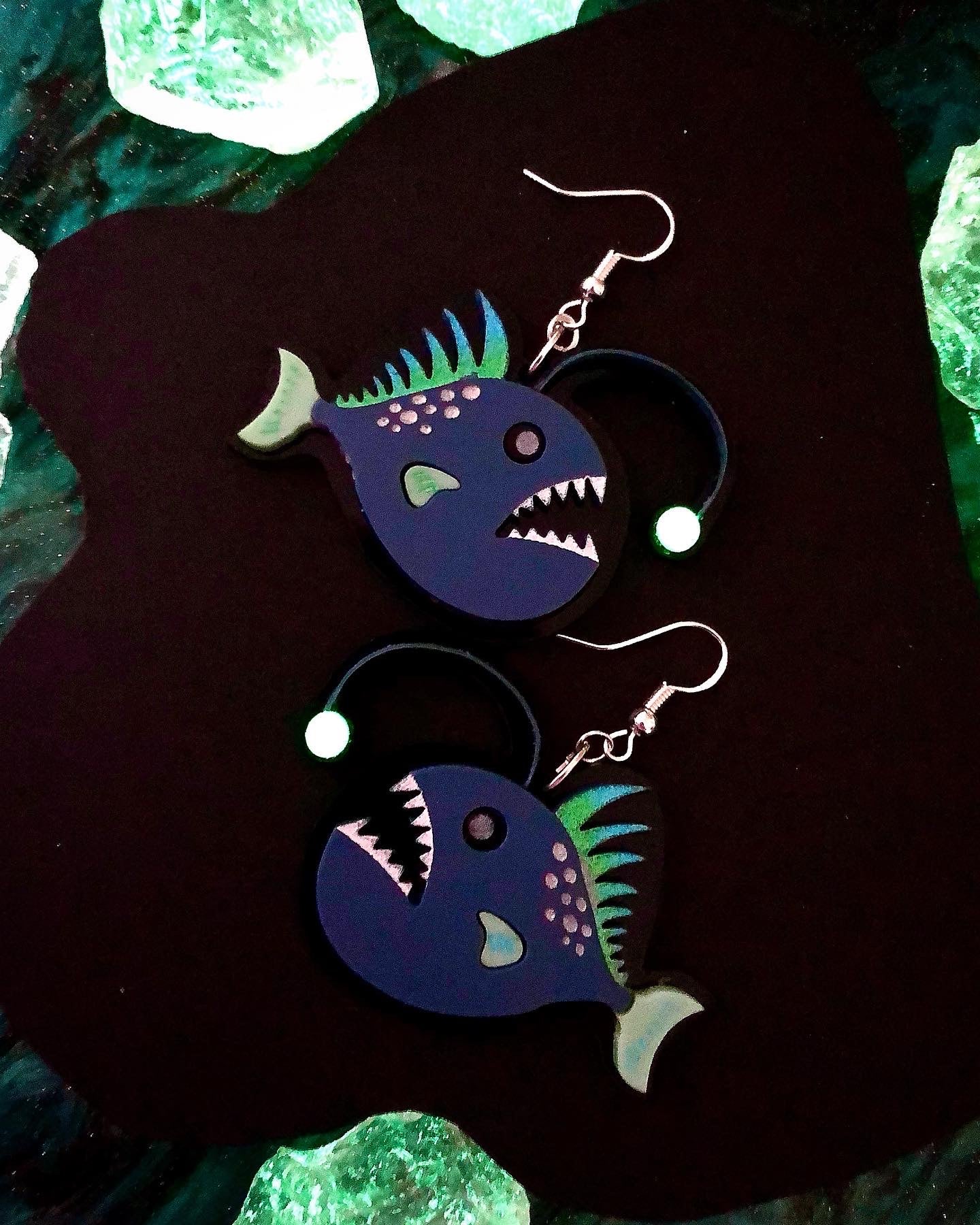 Glow in the Dark Angler Fish Earrings