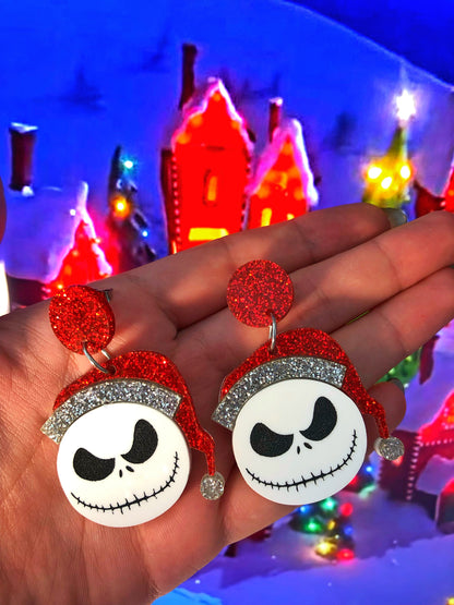 Skeleton Santa Earrings