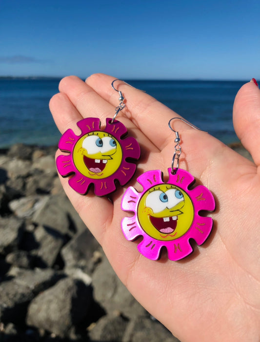 Sponge Flower Face Earrings