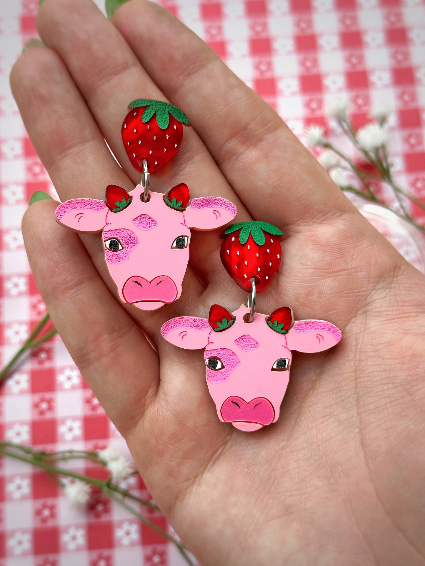 Strawberry Cow Earrings