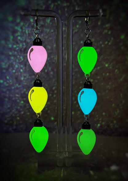 Glow in the Dark Christmas Lights Earrings