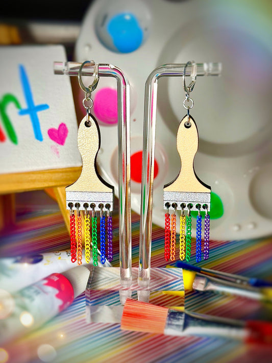 Rainbow Paintbrush Earrings