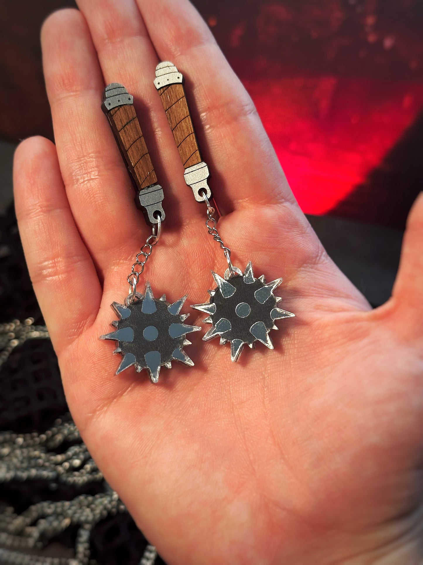 Medieval Flail Weapon Earrings