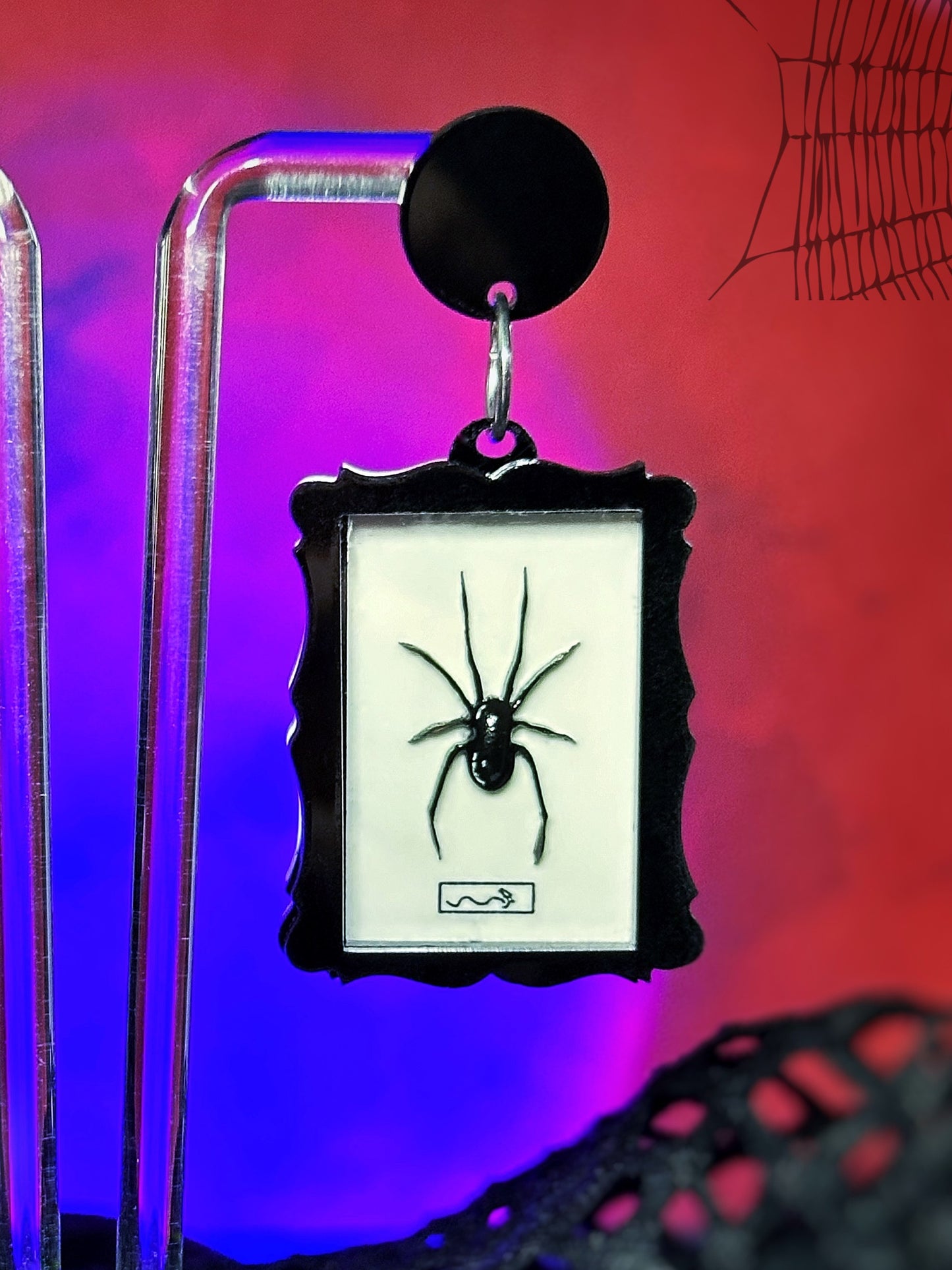 Framed Realistic Spider Earrings