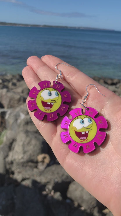 Sponge Flower Face Earrings