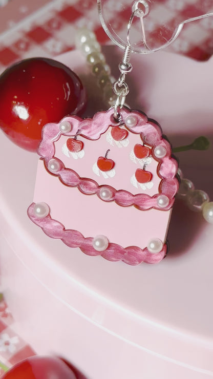 Cherry Heart Cake Earrings