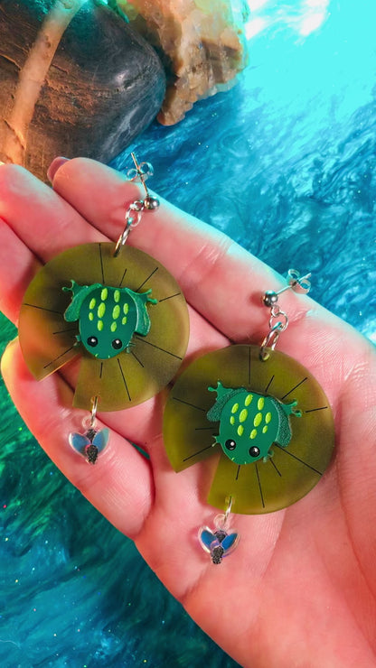 Froggy on Lilypad Earrings